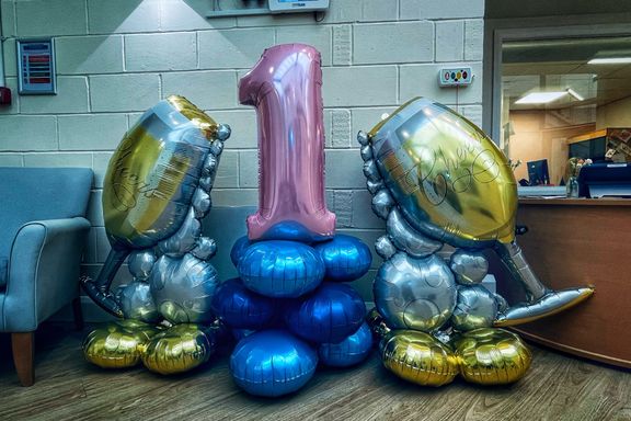 Balloons for a business celebrating a year